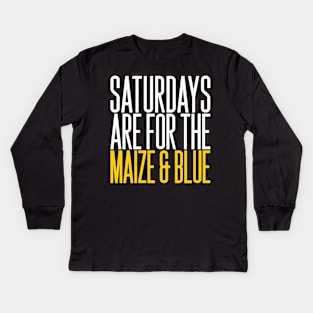 'Saturdays Are For The Maize and Blue' Sport Kids Long Sleeve T-Shirt